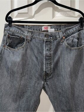 Levi's Original Y2K 501 Mens Gray Jeans 38x32 Straight Leg Button-Fly Western RE